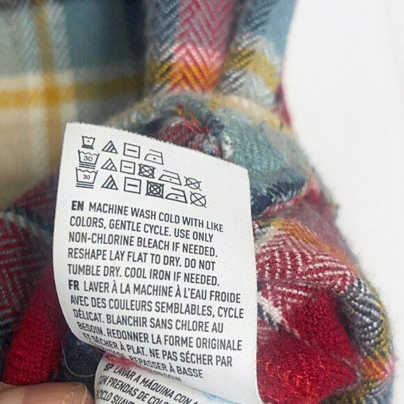 AEO | Flannel Shirt Red Plaid Multi-Color Soft Cotton Long Sleeve Medium - Picture 10 of 13